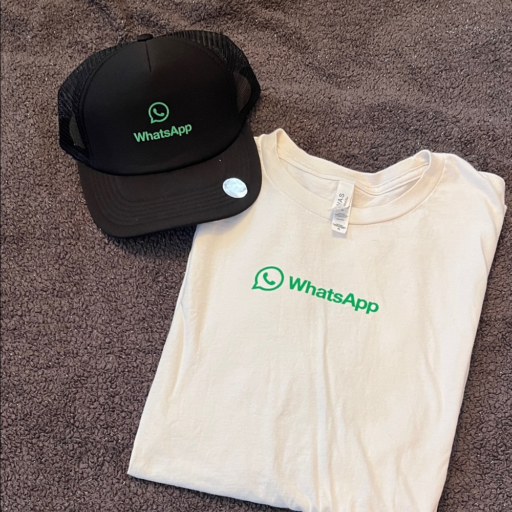 WhatsApp Black Cap and White T-Shirt Set